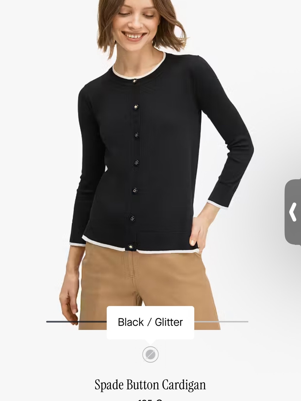 kate spade Black Cardigan with White Contrast Trim
